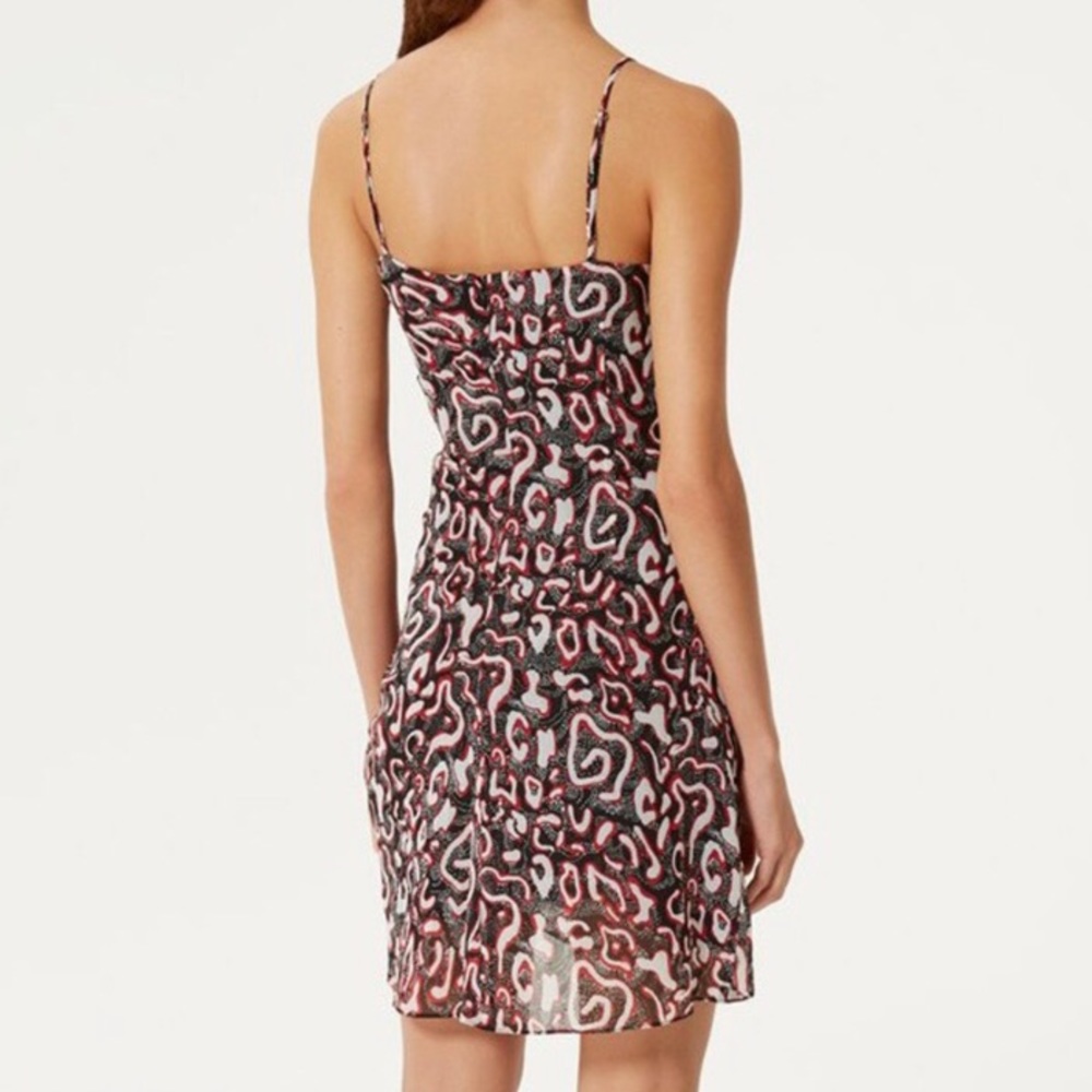 NWT Rebecca Minkoff Kinsley Ruched Mini Dress in Black and Red Size 4